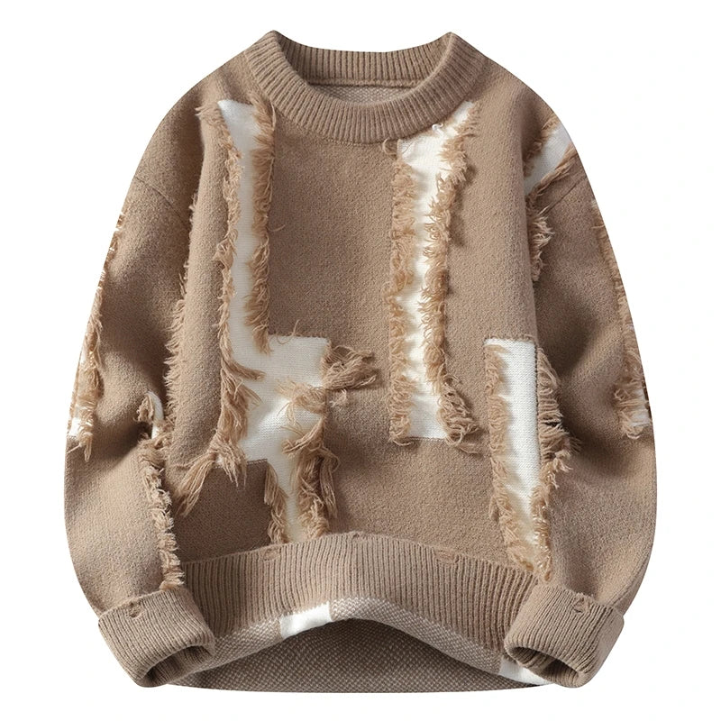 2024 Winter Fashion letter pattern Sweater Men Casual Knit Pullovers Mens Thick Warm Loose Knitted Sweaters Streetwear Man