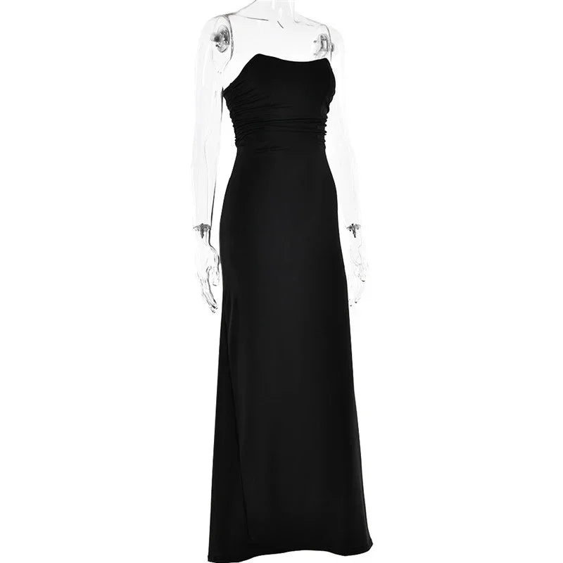 Women's lace up backless strapless maxi dress, off shoulder, fibrcon battery, club, party, long, summer, new