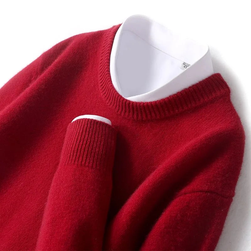 Hot Sale Cashmere Men's Sweater O-Neck Knitted Jumpers Long Sleeve Male Pullover Soft Warm Woolen Clothing habit homme