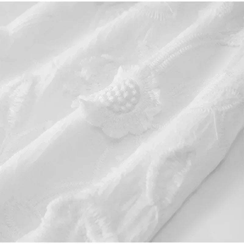 Elegant White Party Long Dress Women's Luxury V-neck Printed Single Breasted Split Evening Robe 2024 New Chic Street Dresses