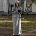 Solid Warm Elegant Women Coat Turn-down Collar Long Sleeve Jacket Casual Winter Autumn Long Outerwears Lady Fashion Loose Coats
