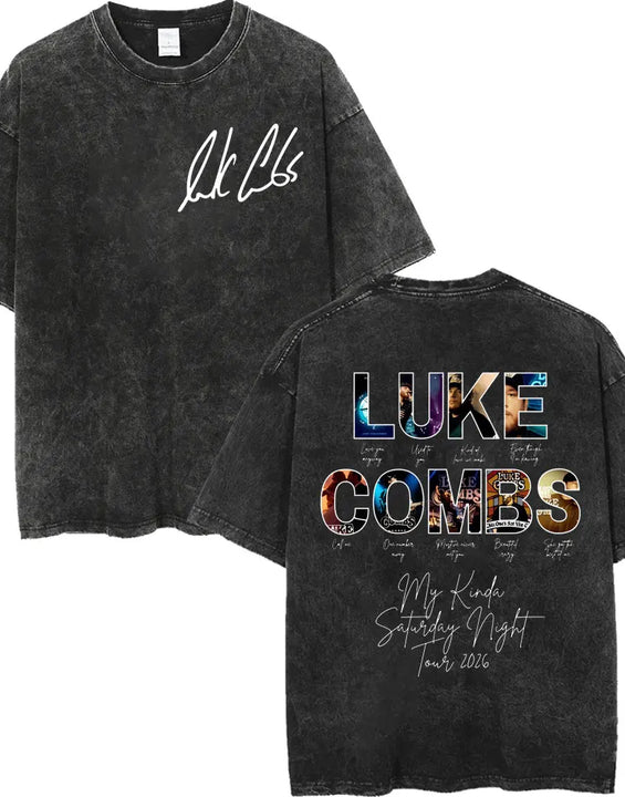 Vintage Washed Luke Combs Tour 2026 Merch T-shirts Men Women Fashion Y2k Oversized T-shirt Summer Casual Short Sleeve T Shirt