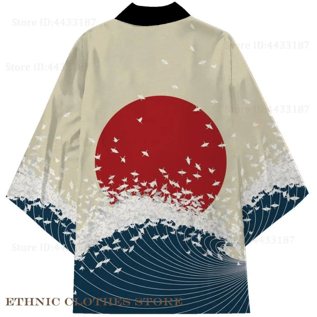 Oversize 3XL 4XL 5XL Japanese Kimono Cardigan Traditional Men's Samurai Cosplay Costume Chinese Style Print Dragon Yukata Haori