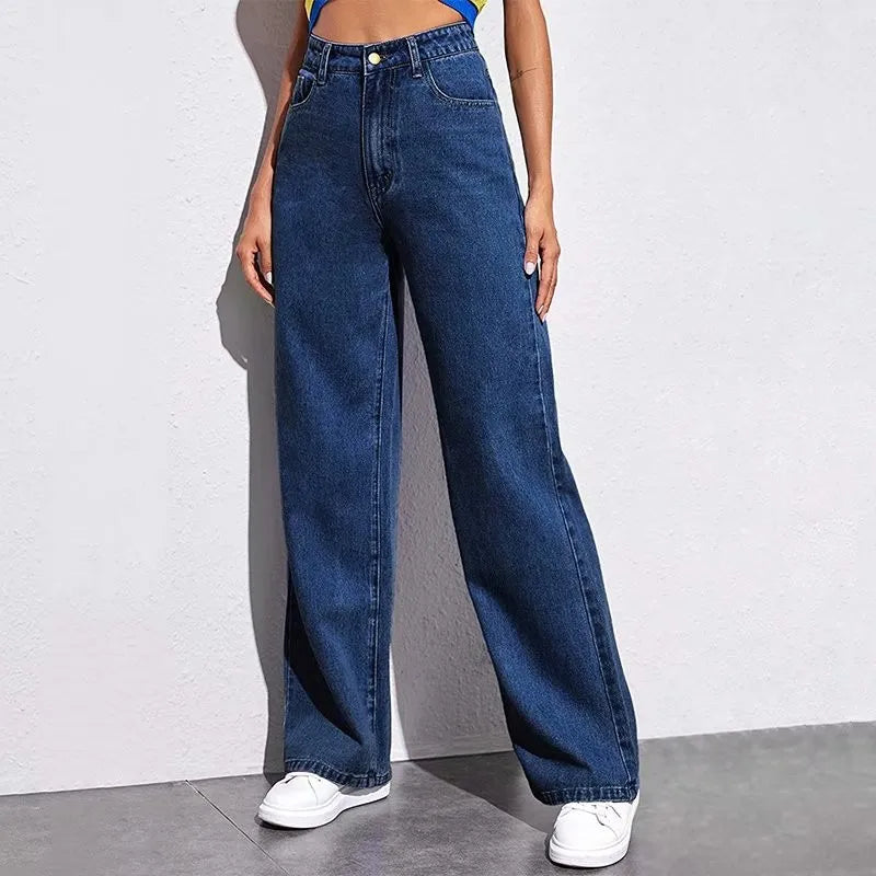 Size:S-5XL Women's Wide-Leg Jeans High-Waist Plus-Size Jeans Summer Autumn Girl Wide Leg Pants Straight-Leg Loose Casual Pants