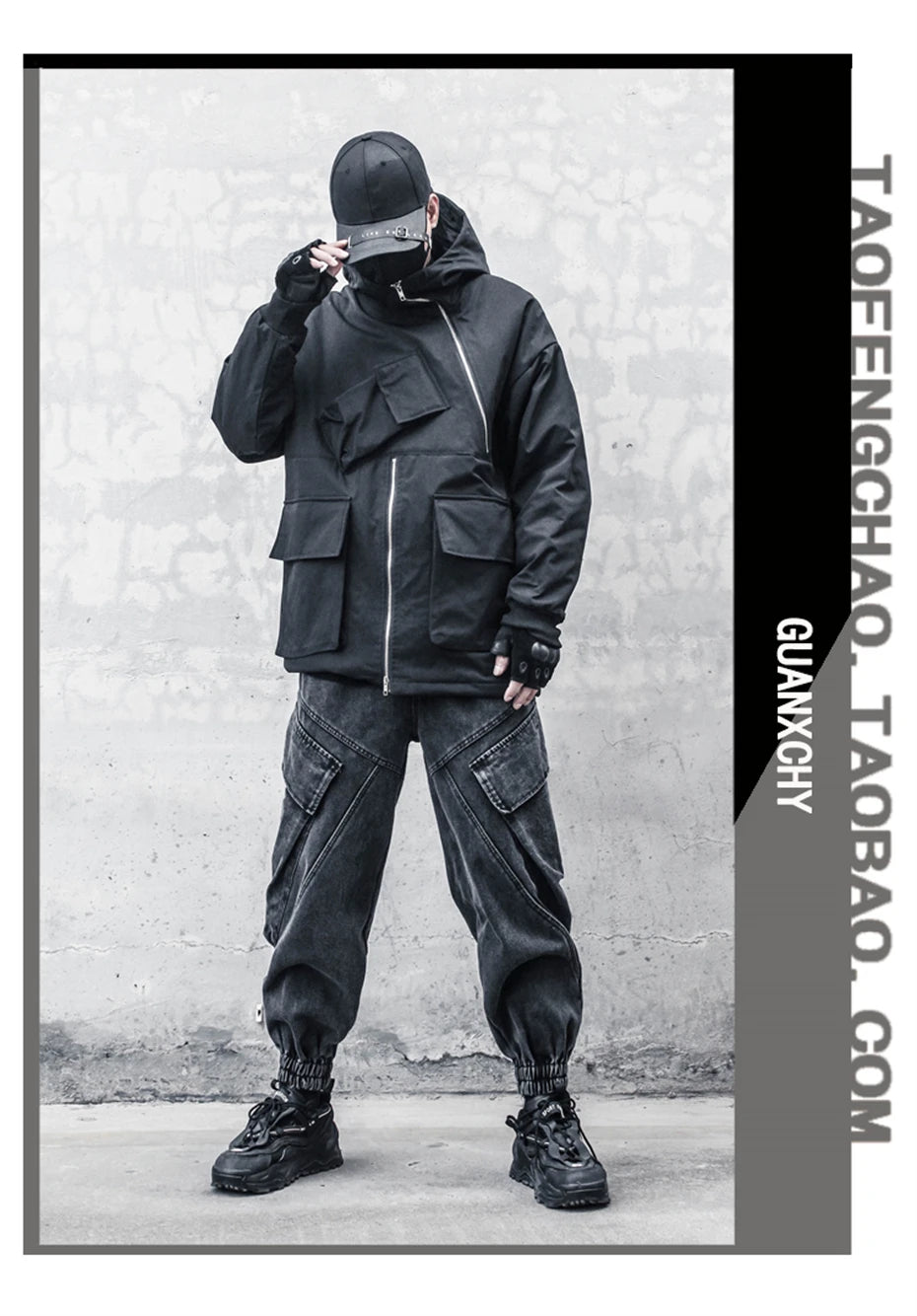 2025 Baggy Jeans Men Punk Hip Hop Black Grey Denim Sweatpants Washed Vintgae Street Casual Cargo Pants Pantalones Hombre