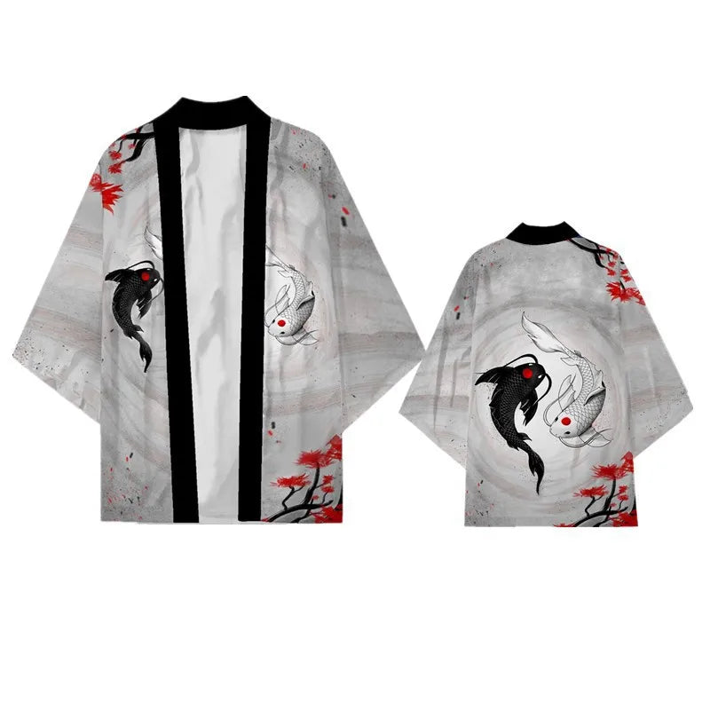 Oversize 3XL 4XL 5XL Japanese Kimono Cardigan Traditional Men's Samurai Cosplay Costume Chinese Style Print Dragon Yukata Haori