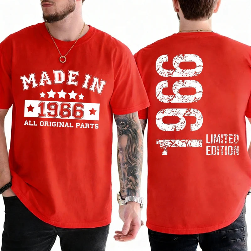 Men's 60th Birthday Vintage Graphic T Shirts: Made in 1966  Limited Edition Tops O Neck Short Sleeve Tees Casual Male Clothing