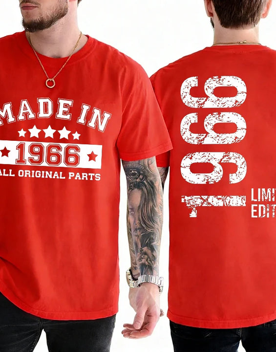 Men's 60th Birthday Vintage Graphic T Shirts: Made in 1966  Limited Edition Tops O Neck Short Sleeve Tees Casual Male Clothing