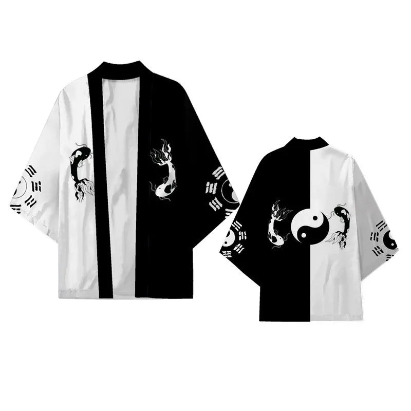 Oversize 3XL 4XL 5XL Japanese Kimono Cardigan Traditional Men's Samurai Cosplay Costume Chinese Style Print Dragon Yukata Haori