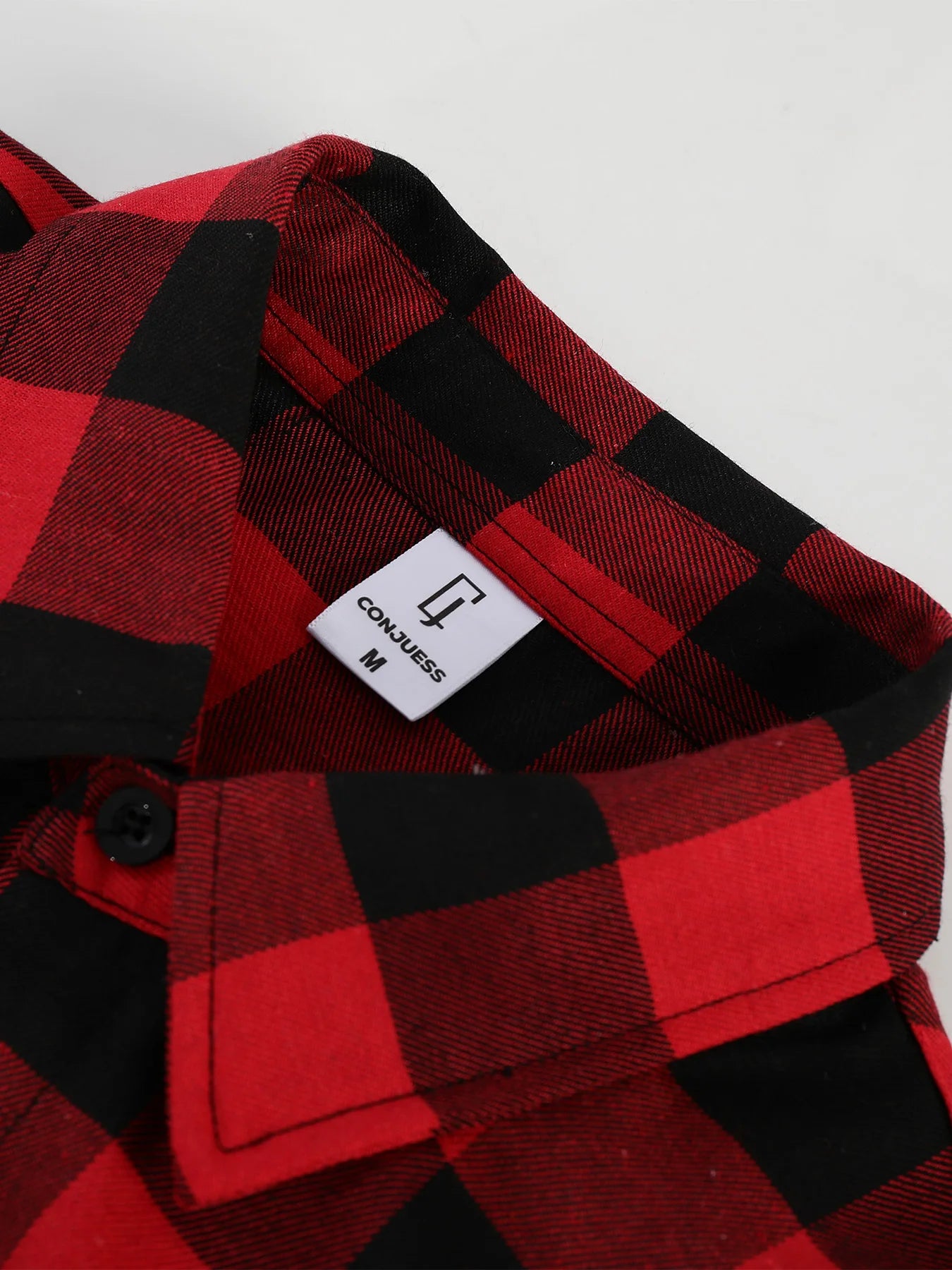 Men's Red Black Plaid Short Sleeve Shirt Summer Loose Casual Vintage Top