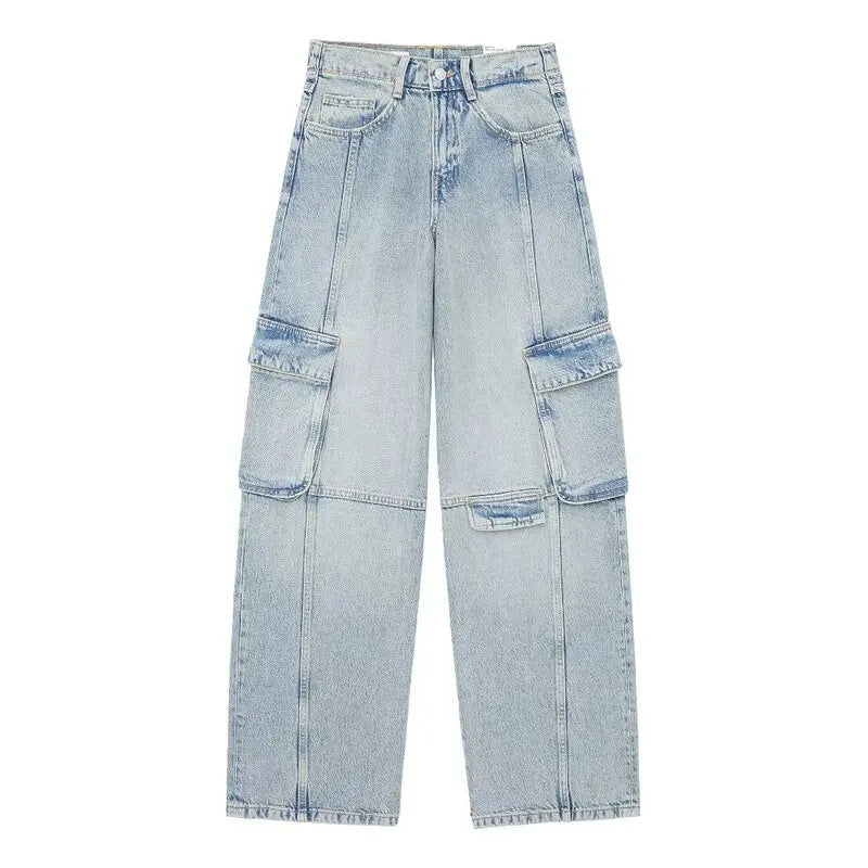Spring Summer 2024 Women's Slimming Versatile Workwear Sle Mid-Waist Jeans Long Pants Classic Straight Leg Fit Casual Faion
