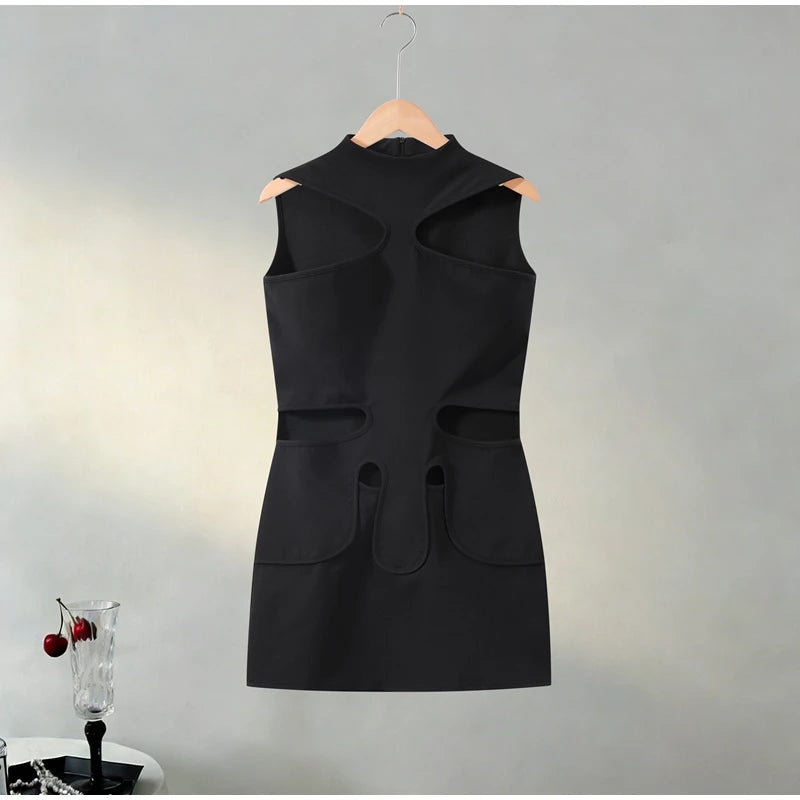 Women Elegant Maxi Dress Keyhole Neckline Braided Trim Sleeveless Backless High Slit Hem Solid Dresses 2026 Summer Fashion Gown