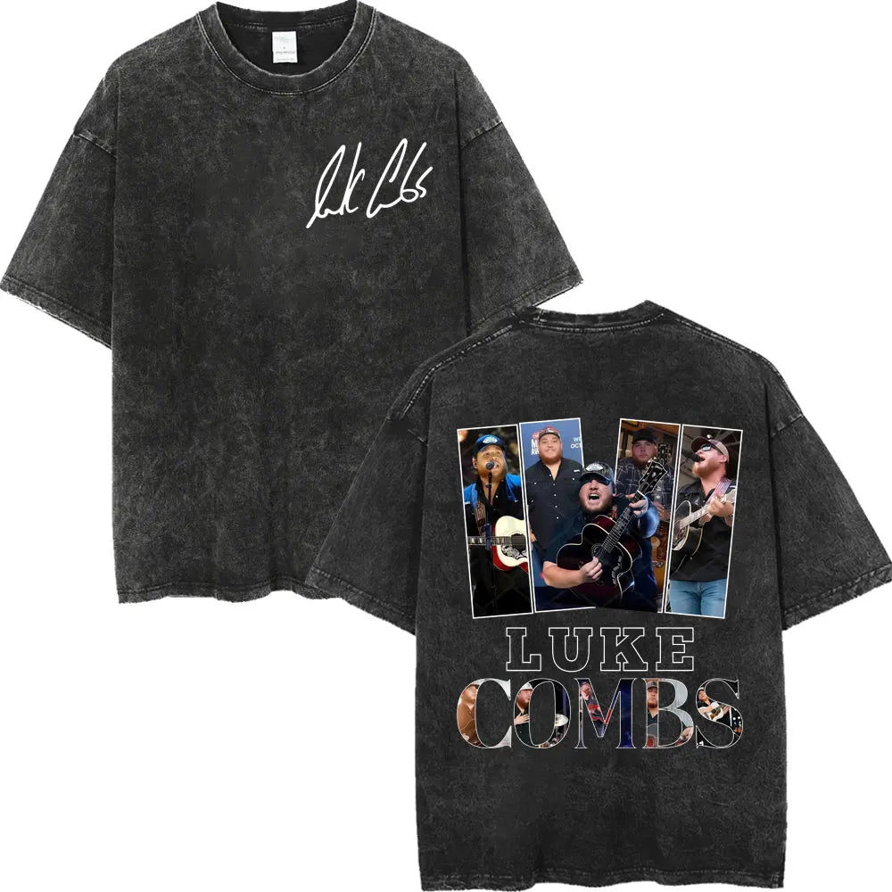 Vintage Washed Luke Combs Tour 2026 Merch T-shirts Men Women Fashion Y2k Oversized T-shirt Summer Casual Short Sleeve T Shirt
