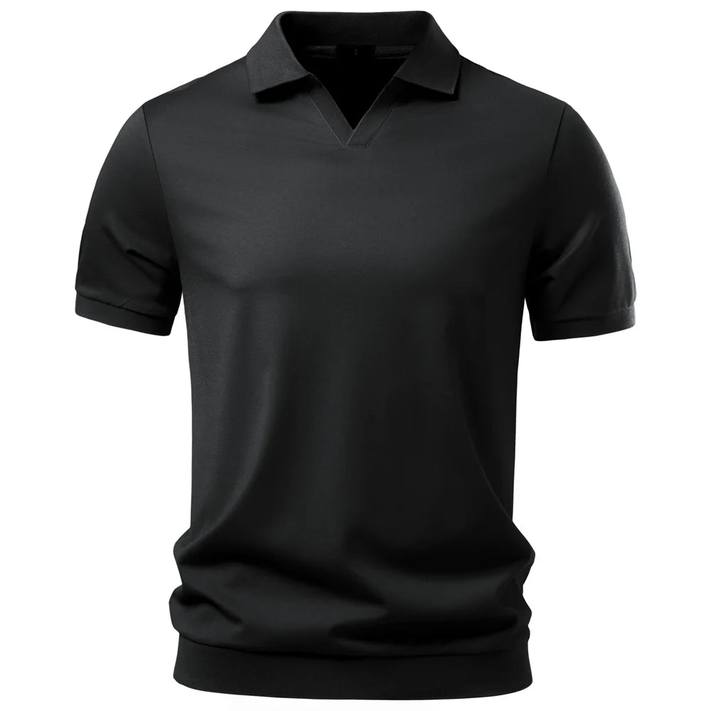 AIOPESON Men's Breathable Silky Polo Shirt Solid Color Soft Skin-Friendly Casual Cool Old Money Style Male Polo Shirts
