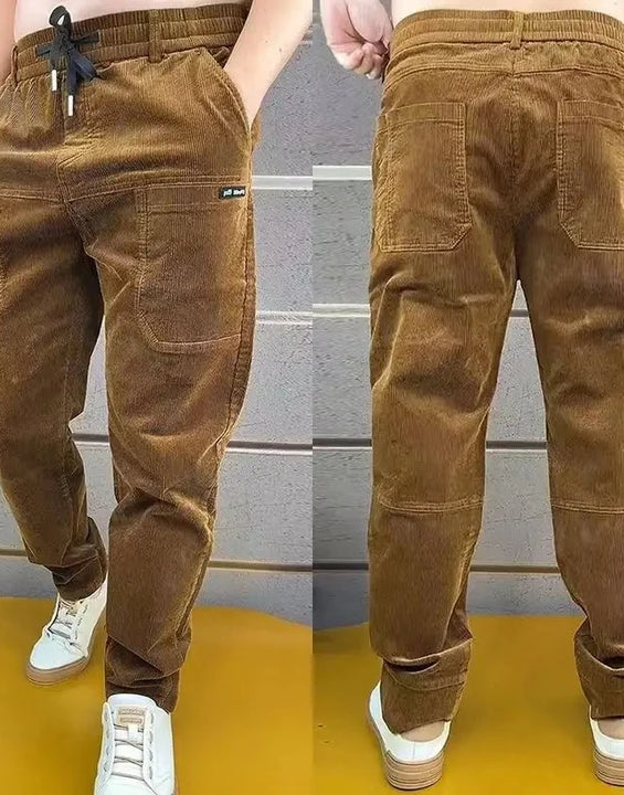 Baggy Corduroy Sweatpants Men Solid Color Casual Spring Autumn Tech Fleece Sport Loose Joggers Harem Pants Male Long Trousers