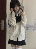 Original Deep ey JK orm Open Cardigan Knitted Long Sve Soft Girl School Sle Outerwear Faion Set for Women