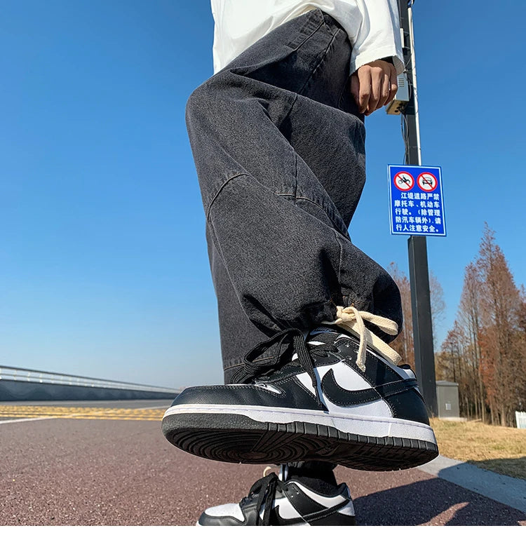 Baggy Jeans Trousers Male Denim Pants Black Wide Leg Pants Men's Jeans Oversize Cargo Korean Streetwear Hip Hop Harajuku