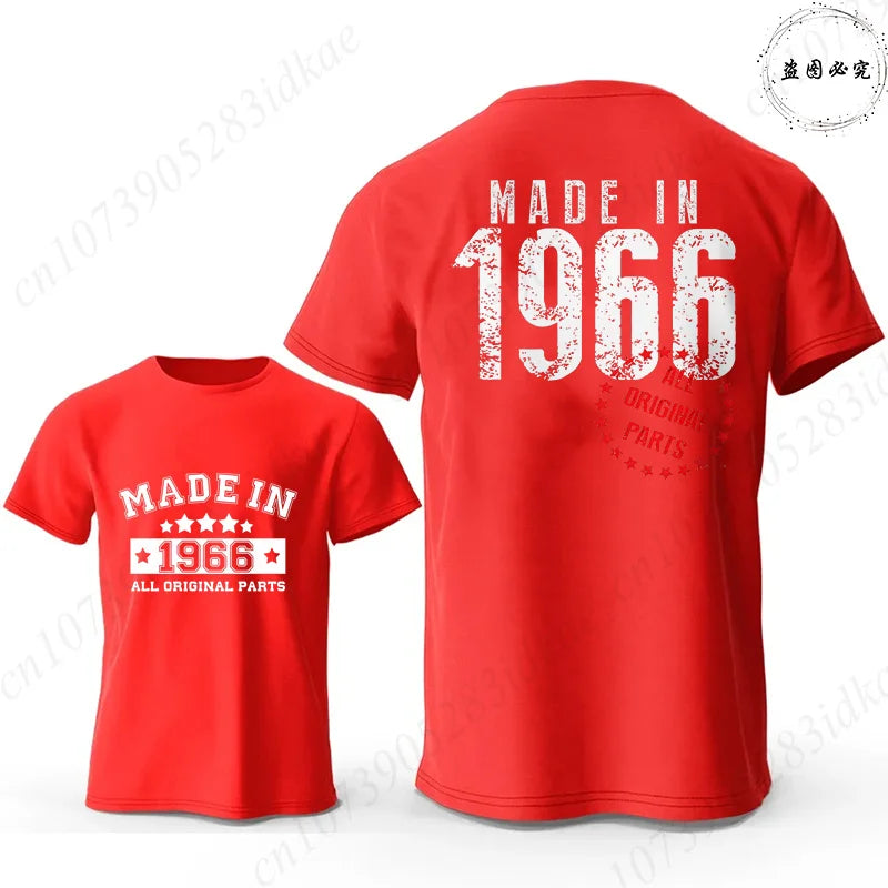 Men's 60th Birthday Vintage Graphic T Shirts: Made in 1966  Limited Edition Tops O Neck Short Sleeve Tees Casual Male Clothing