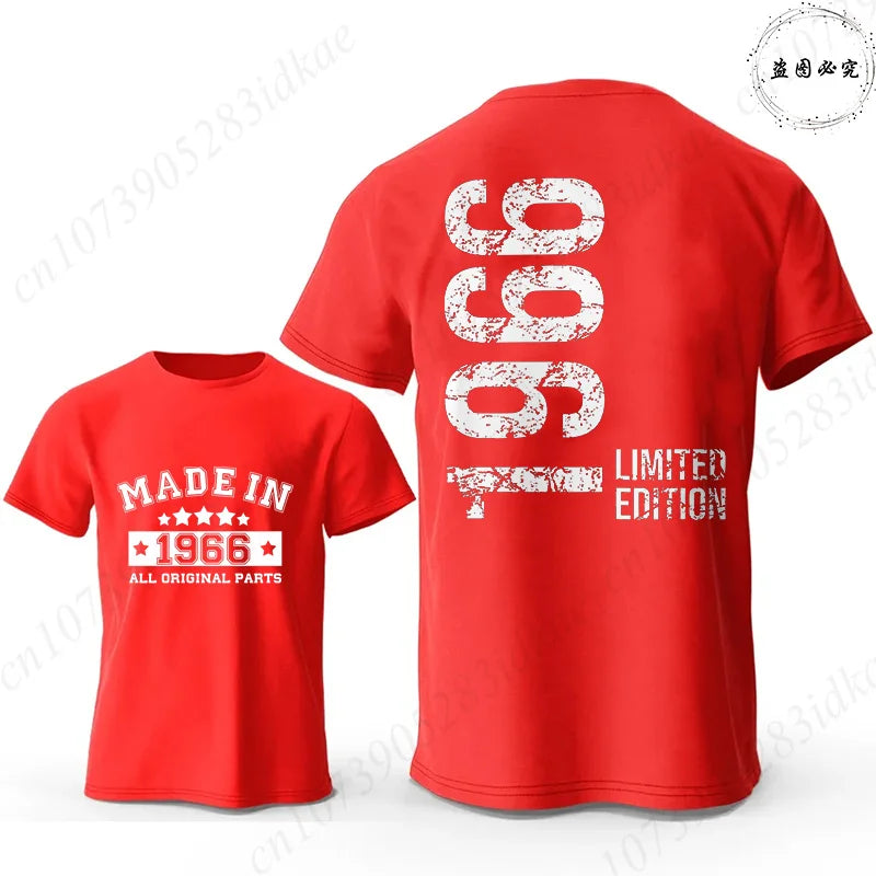 Men's 60th Birthday Vintage Graphic T Shirts: Made in 1966  Limited Edition Tops O Neck Short Sleeve Tees Casual Male Clothing