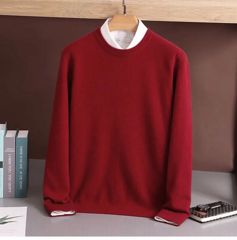 Hot Sale Cashmere Men's Sweater O-Neck Knitted Jumpers Long Sleeve Male Pullover Soft Warm Woolen Clothing habit homme