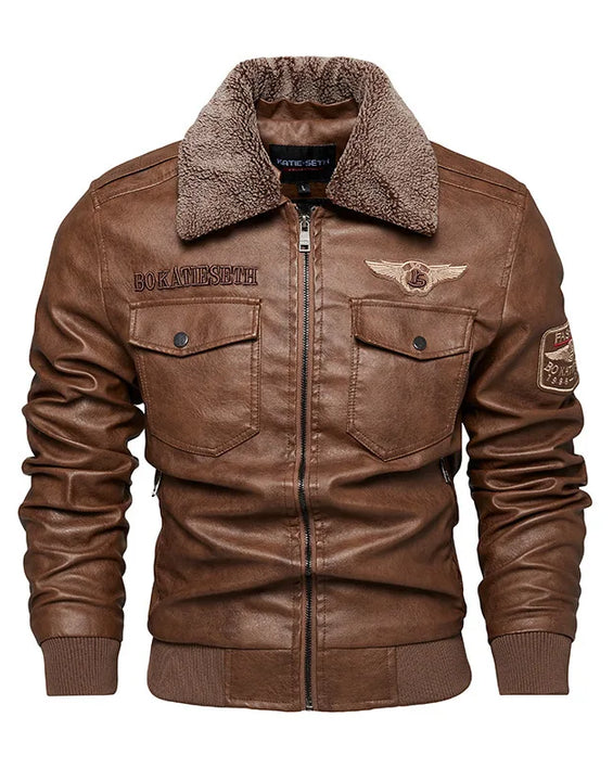 Pu Jacket Men Thick Warm Military Bomber Tactical Leather Jackets Mens Outwear Fleece Fur Collar Windbreaker Coat Male 6XL