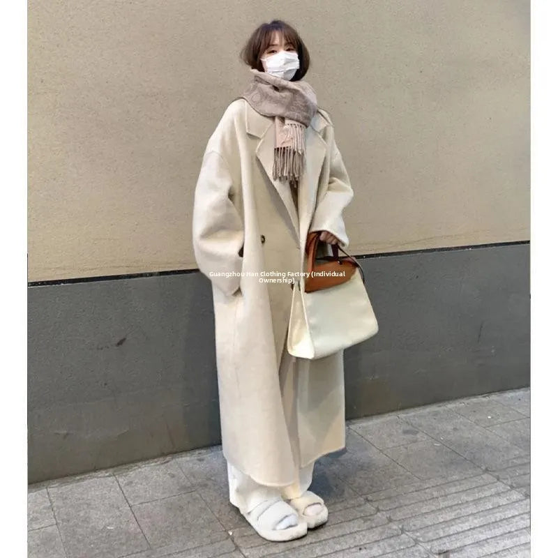 Women's Woolen Coat Hot Sale Of The Season Autumn Winter New Style Versatile Korean Style Medium Length Long Sleeve Elegant C...