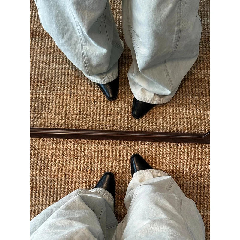Women's Blue Baggy Y2k Boyfriend Jeans Vintage Grunge Emo Wide Jean Pants Harajuku Oversize Denim Trousers Alternative Clothes
