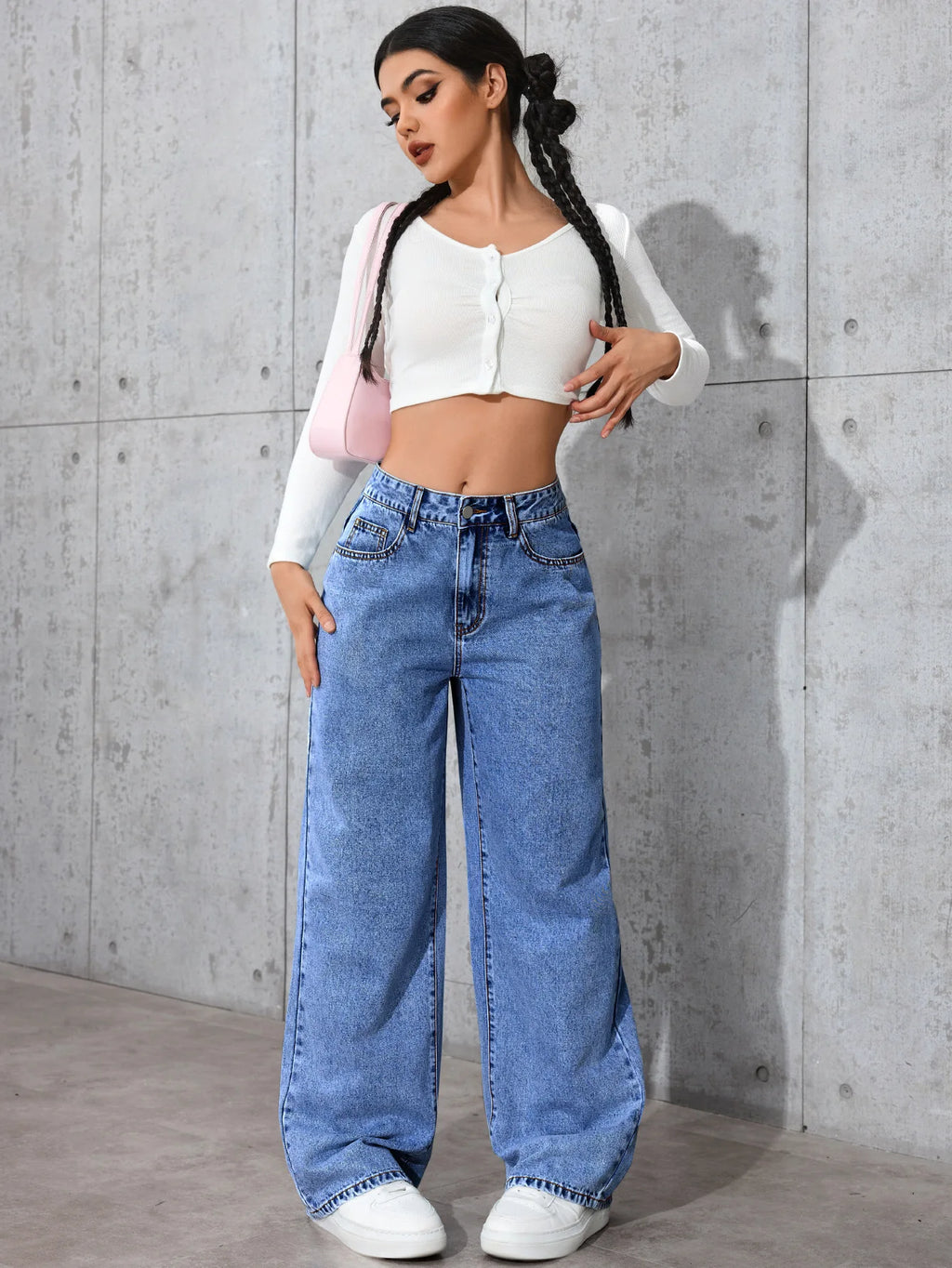 Size:S-5XL Women's Wide-Leg Jeans High-Waist Plus-Size Jeans Summer Autumn Girl Wide Leg Pants Straight-Leg Loose Casual Pants