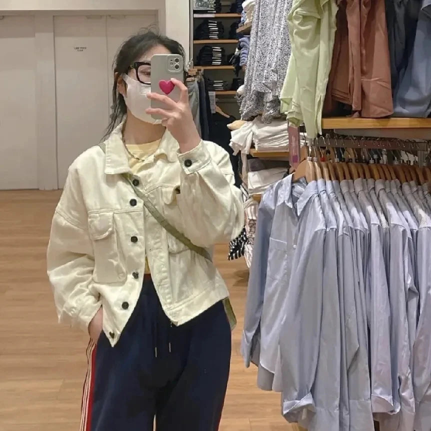 2025 New Women Denim Jacket Women Loose Casual Workwear Jacket Versatile Long Sleeve Jacket Top Spring Autumn Women Cowboy Coat