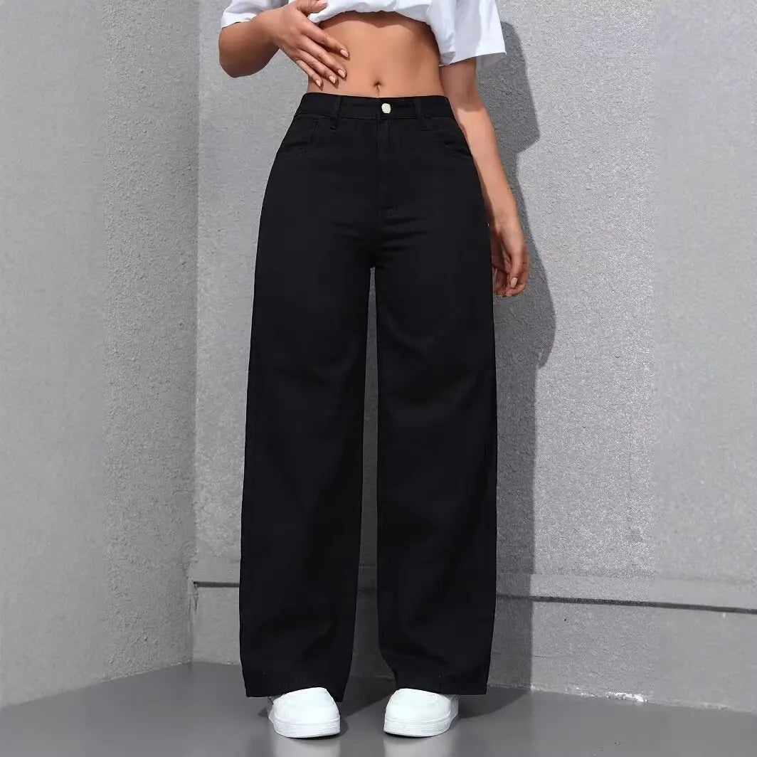 Size:S-5XL Women's Wide-Leg Jeans High-Waist Plus-Size Jeans Summer Autumn Girl Wide Leg Pants Straight-Leg Loose Casual Pants