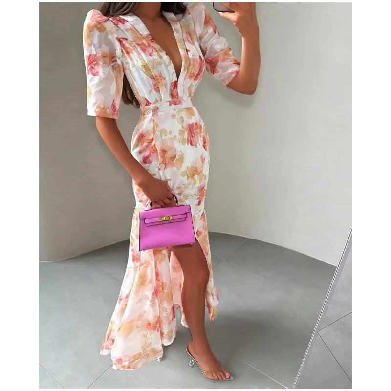 Flutter Sleeve Floral Maxi Dress