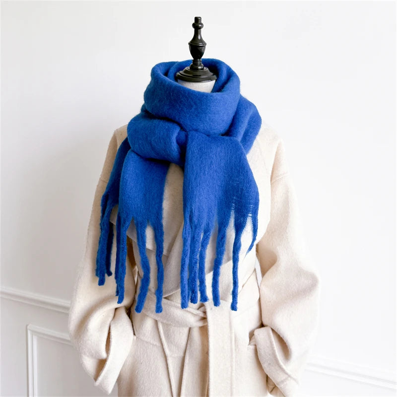 Women Winter Warm Luxury Imitation Cashmere Scarves Solid color Fashion Shawl Wrap Ladies Blanket Foulard Pashmina Bandana Scraf