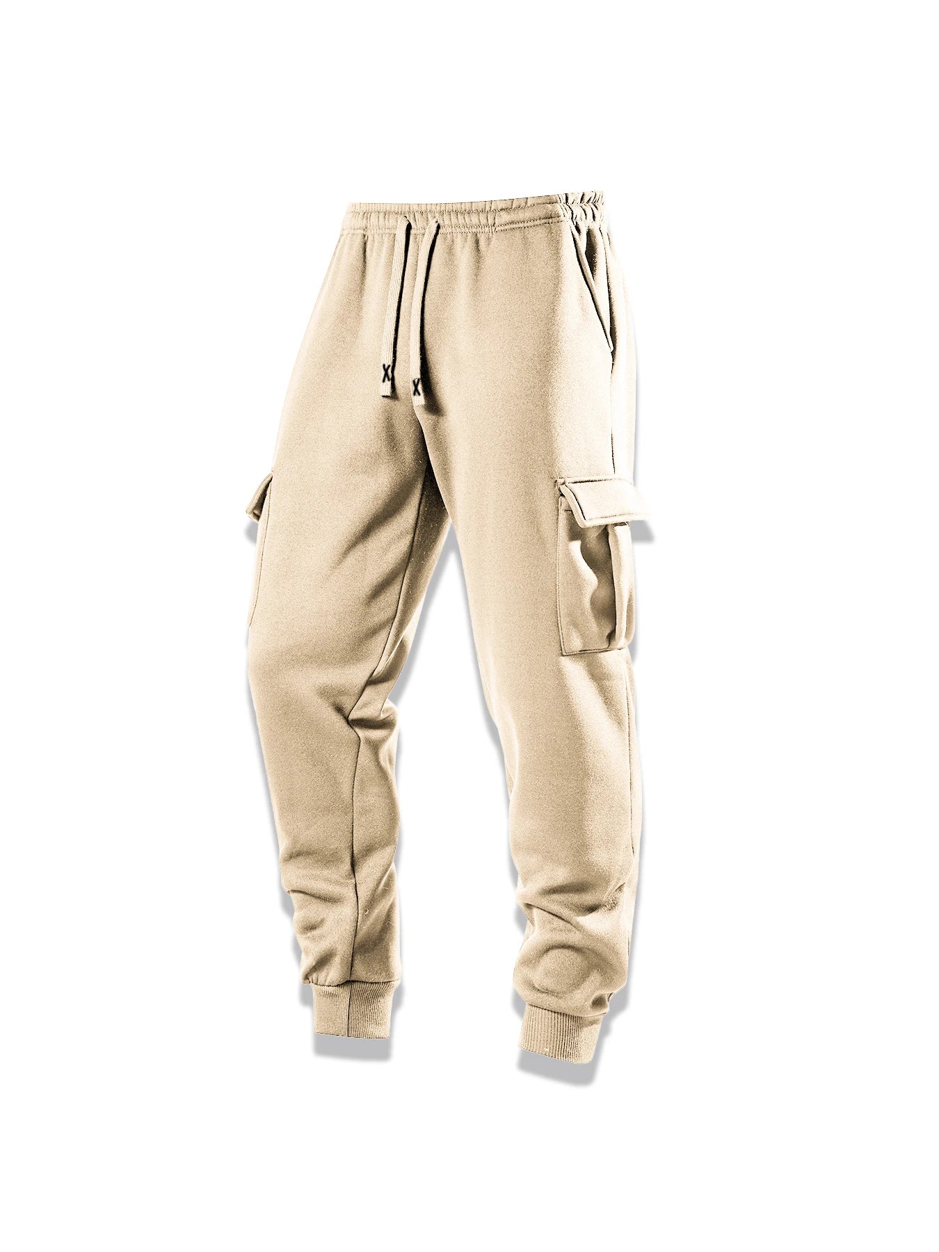 Men Cargo Pants Casual Sports Drawstring Sweatpants Spring Autumn Solid Color Patchwork Pockets Ankle Length Skinny Pencil Pants