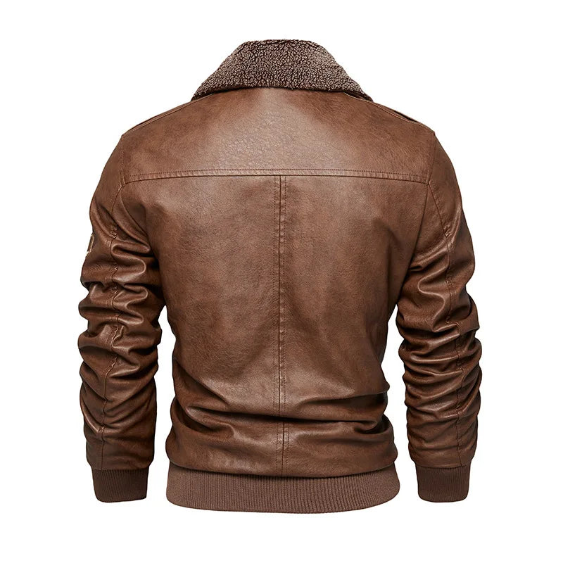 Pu Jacket Men Thick Warm Military Bomber Tactical Leather Jackets Mens Outwear Fleece Fur Collar Windbreaker Coat Male 6XL