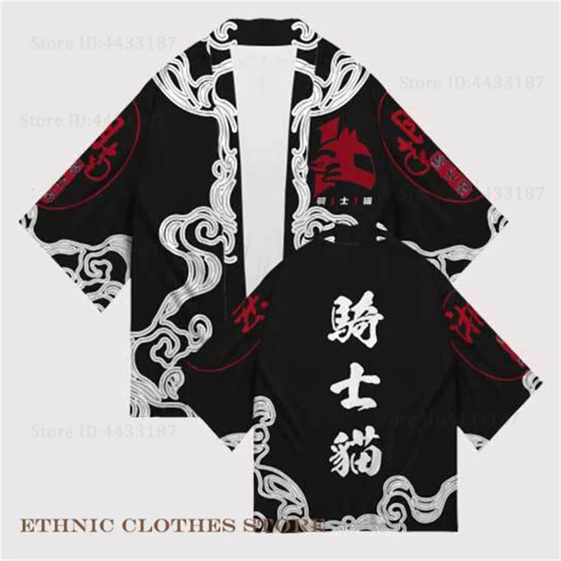 Plus Size 3XL 4XL 5XL Japanese Kimono Cardigan Cosplay Haori Yukata Top Adult Traditional Samurai Costume Loose Men Male Shirt