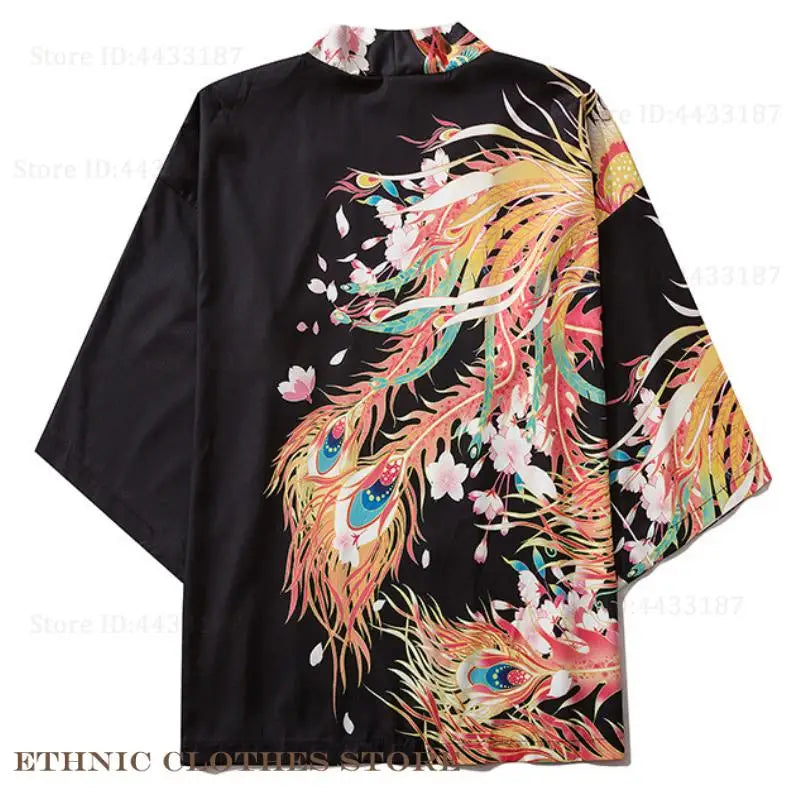 Plus Size 3XL 4XL 5XL Japanese Kimono Cardigan Cosplay Haori Yukata Top Adult Traditional Samurai Costume Loose Men Male Shirt