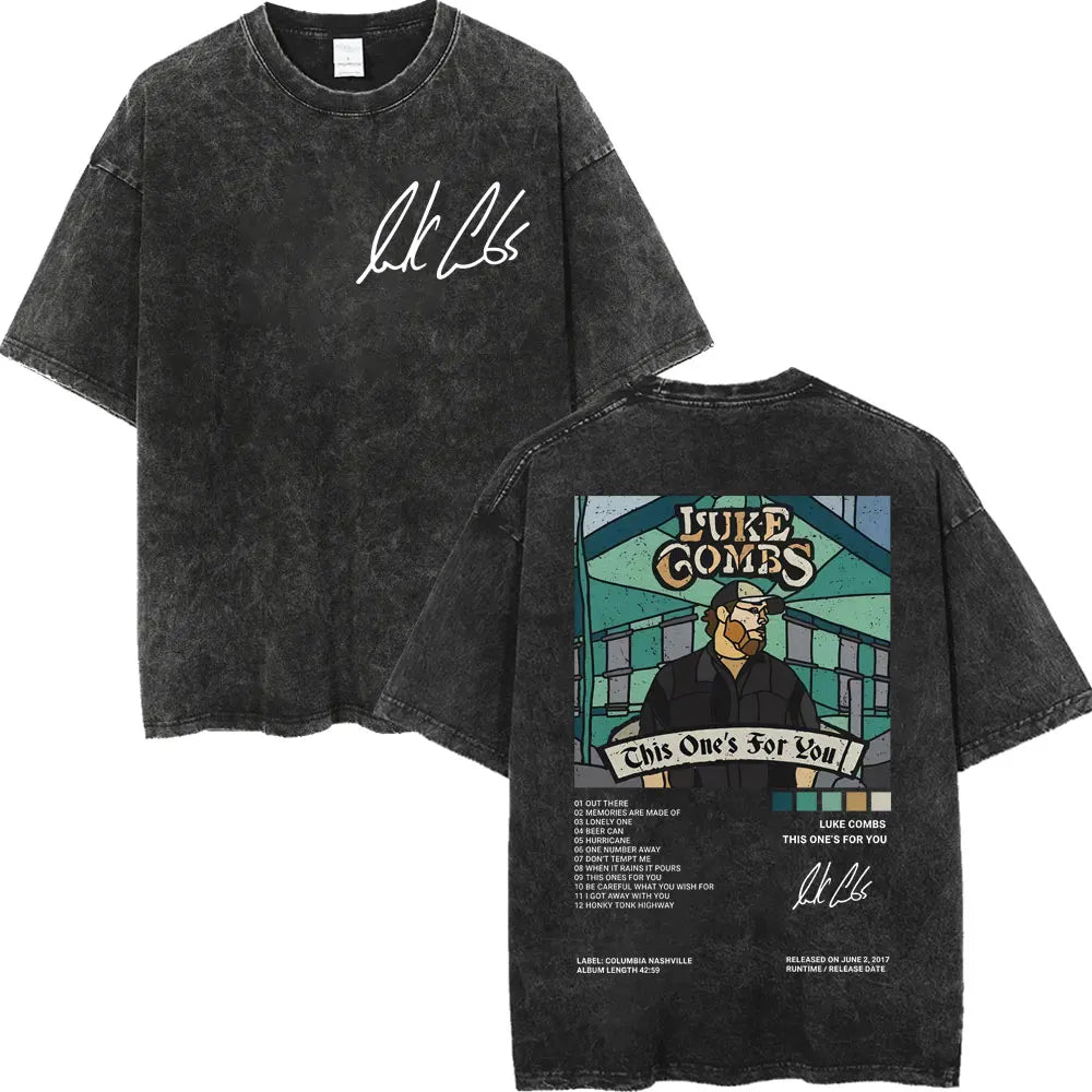 Vintage Washed Luke Combs Tour 2026 Merch T-shirts Men Women Fashion Y2k Oversized T-shirt Summer Casual Short Sleeve T Shirt