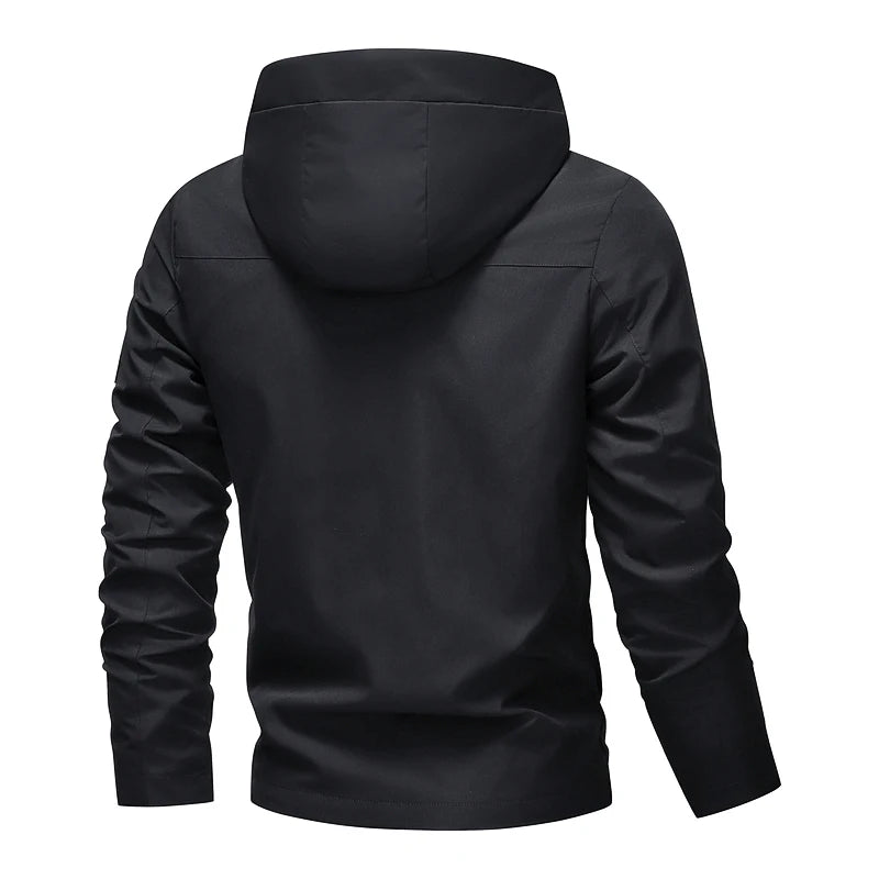 Waterproof Jacket Men Outdoor Softshell Zip Up Hooded Jacket Windbreaker Hiking Camping Coats Lightweight Spring Autumn Coats
