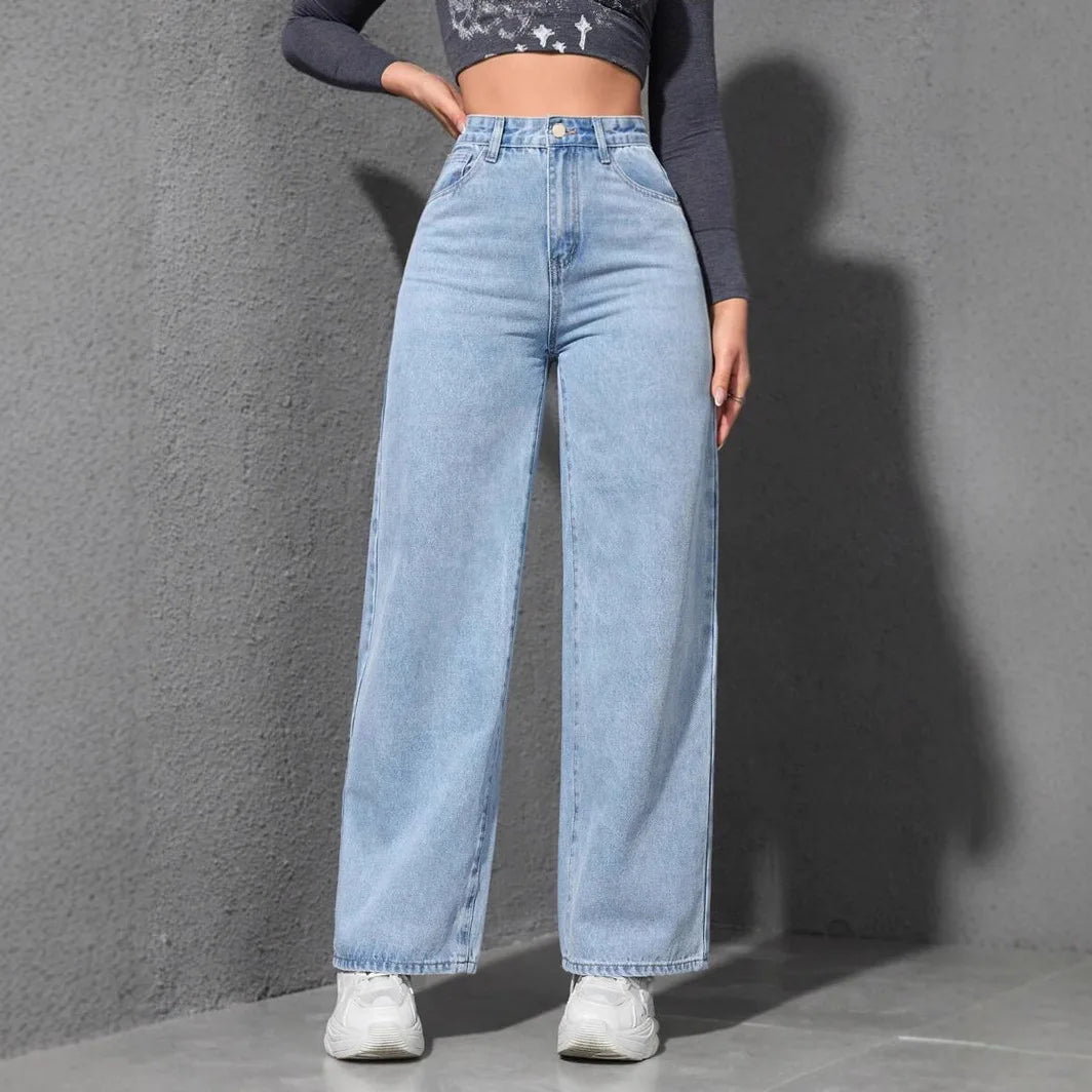 American Wide-leg Jeans for Women 2026 Spring New Style Washed Loose Slimming Straight-leg Floor-length Denim Trousers