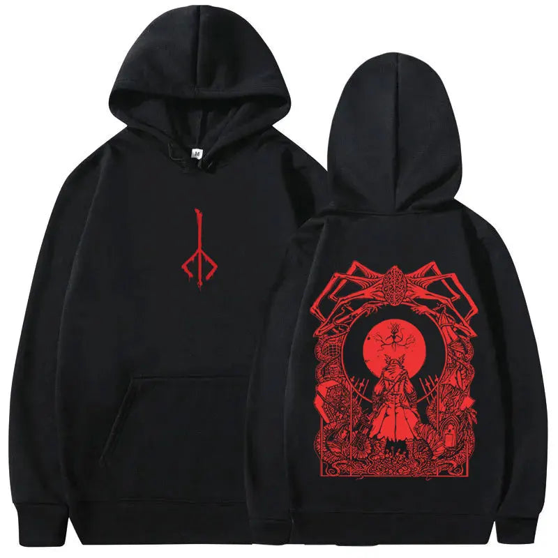 Game Bloodborne Graphic Hoodie Horror Hunter Cosplay Merch Sweatshirt Men Women Casual Vintage Pullover Man Oversized Streetwear