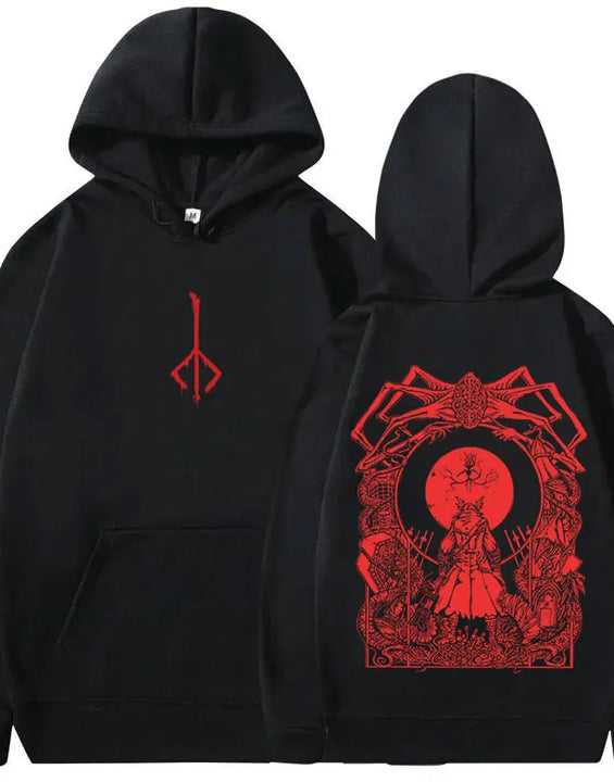 Game Bloodborne Graphic Hoodie Horror Hunter Cosplay Merch Sweatshirt Men Women Casual Vintage Pullover Man Oversized Streetwear