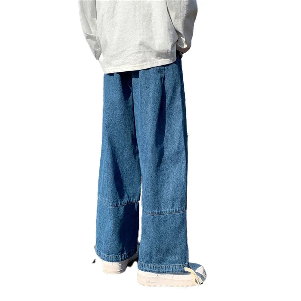 Baggy Jeans Trousers Male Denim Pants Black Wide Leg Pants Men's Jeans Oversize Cargo Korean Streetwear Hip Hop Harajuku