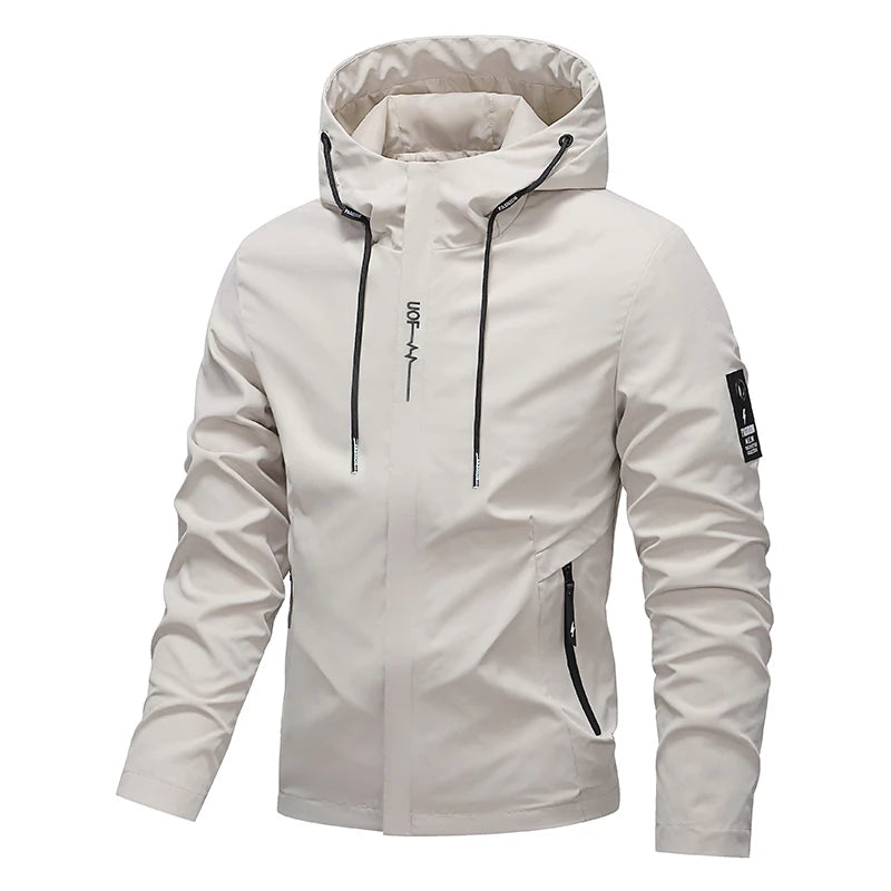 Waterproof Jacket Men Outdoor Softshell Zip Up Hooded Jacket Windbreaker Hiking Camping Coats Lightweight Spring Autumn Coats