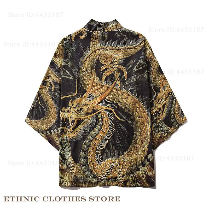 Plus Size 3XL 4XL 5XL Japanese Kimono Cardigan Cosplay Haori Yukata Top Adult Traditional Samurai Costume Loose Men Male Shirt