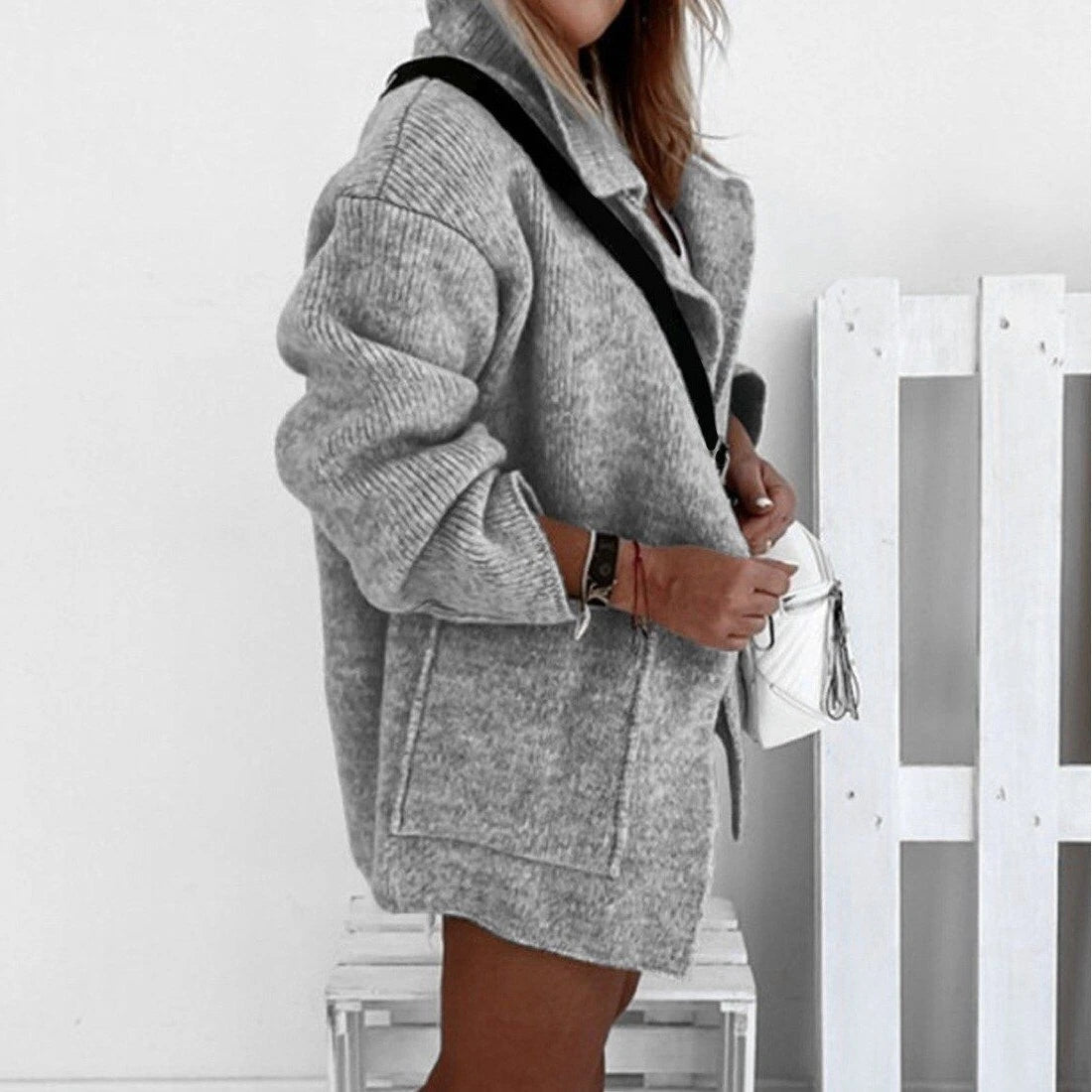 Women's Knitted Sweater Coat with ket Warped Knit Fake Two-Piece Sle Spring 2026 Faion Ladies' Premium Quali Sweater...