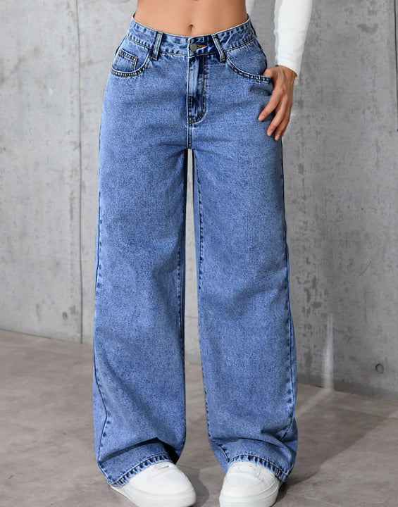 Size:S-5XL Women's Wide-Leg Jeans High-Waist Plus-Size Jeans Summer Autumn Girl Wide Leg Pants Straight-Leg Loose Casual Pants