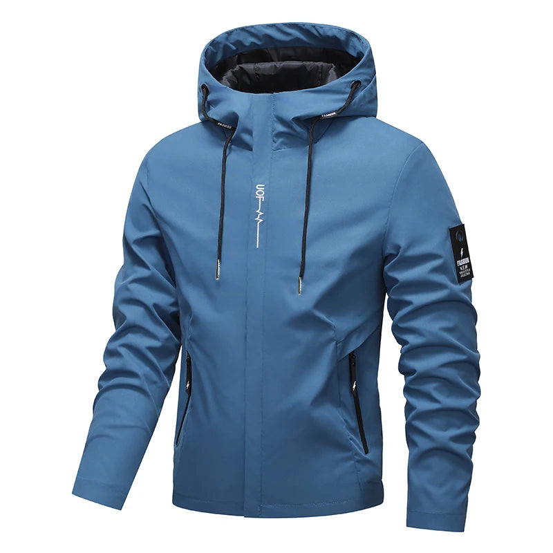 Waterproof Jacket Men Outdoor Softshell Zip Up Hooded Jacket Windbreaker Hiking Camping Coats Lightweight Spring Autumn Coats