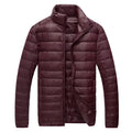Schinteon Men Ultralight White Duck Down Jacket Thin Stand Collar Solid Color Simple Autumn Outwear