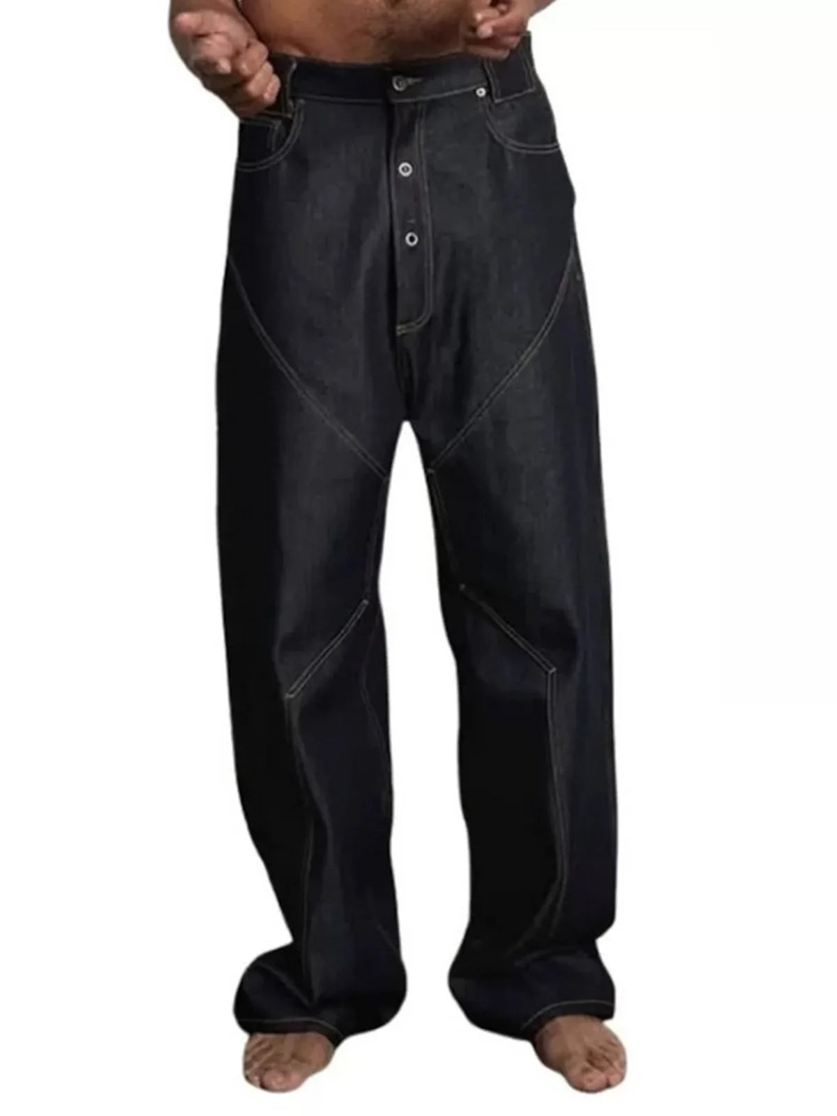 MIJKO High Street Cleanfit Drak Blue Jeans for Men and Women Straight Vintage Casual Denim Trousers ZJ080
