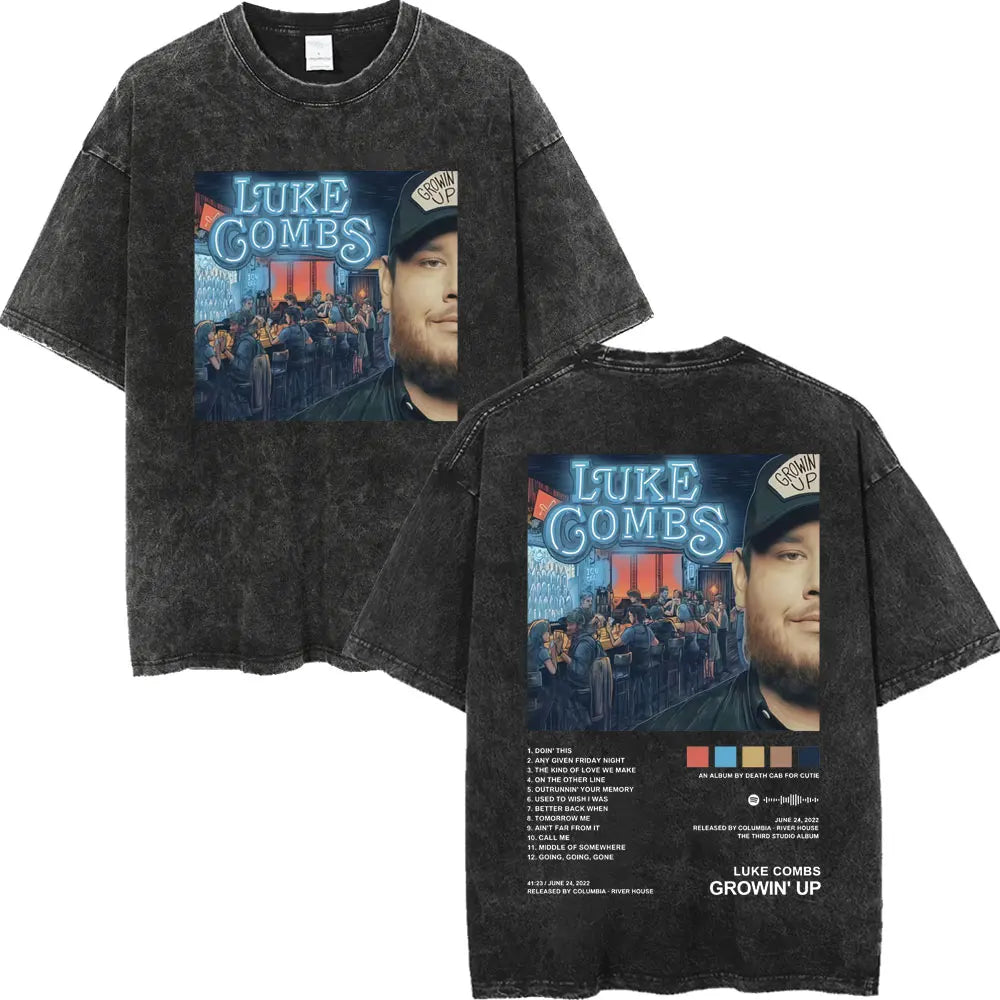 Vintage Washed Luke Combs Tour 2026 Merch T-shirts Men Women Fashion Y2k Oversized T-shirt Summer Casual Short Sleeve T Shirt